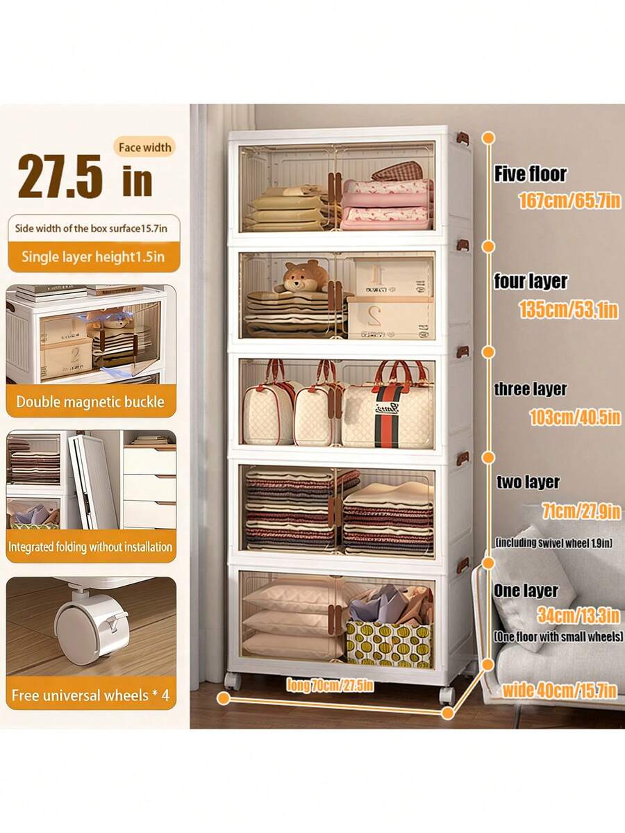 Shoe Box Display - 5-lagiges Heimdekorations-Displayregal, großer Aufbewahrungsschrank, faltbares Schuhregal