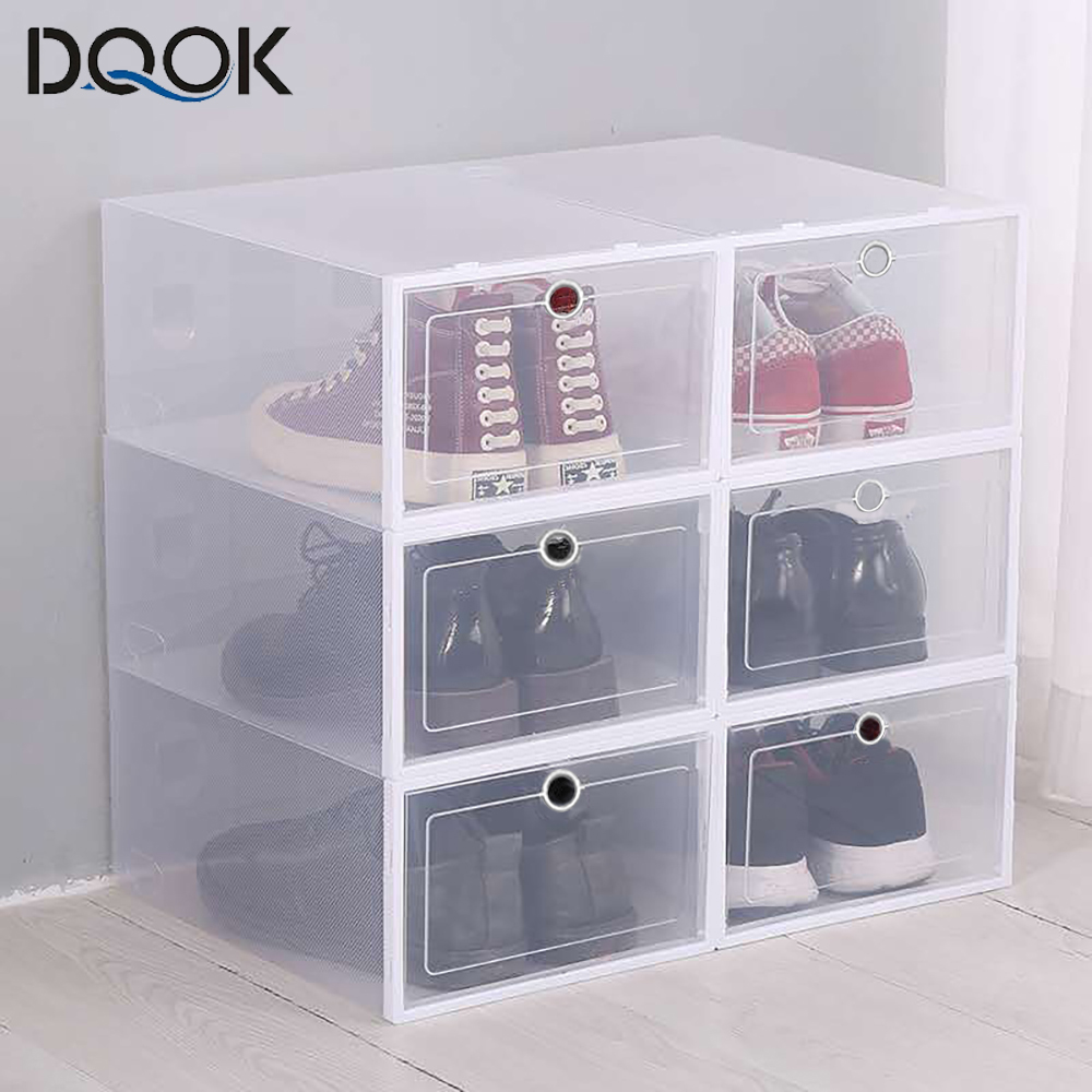 Shoe Box Display - 6er-Pack Transparente Schuhboxen Schuhorganizer Verstärkte Faltbare