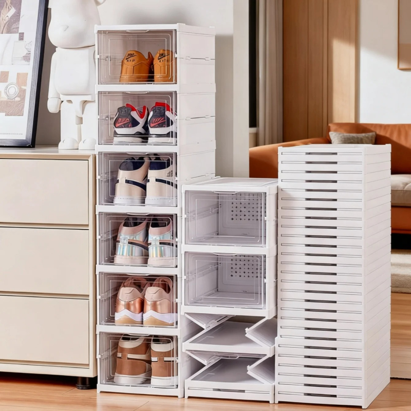 Shoe Box Display - Integrierte Schuhaufbewahrungsbox, faltbar und ohne Installation.