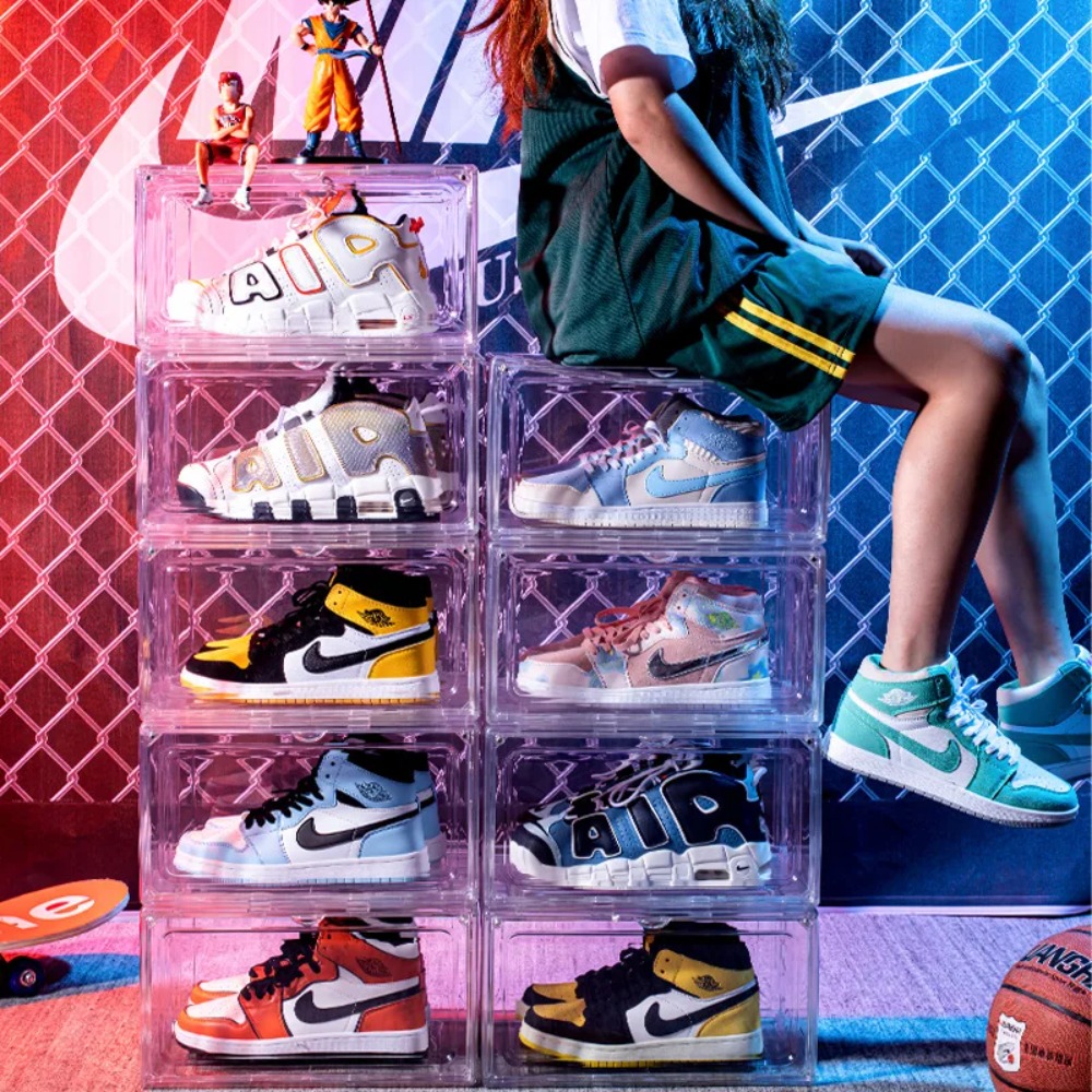 Shoe Box Display - Verdickte transparente Aufbewahrungsbox, Acryl-Schuhbox mit magnetischem